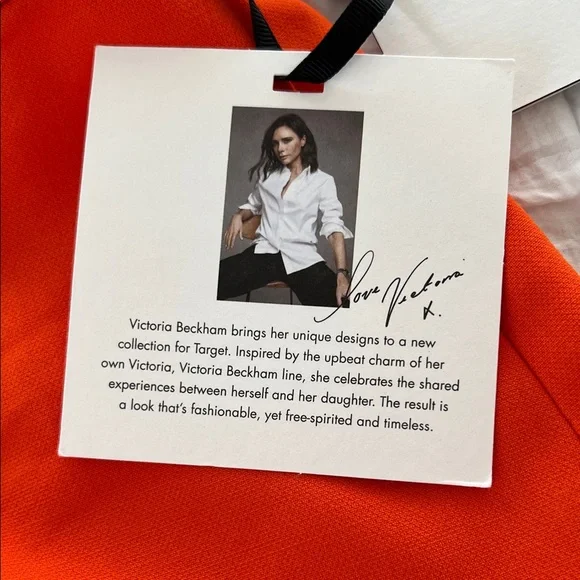 NWT Victoria Beckham for Target Orange Twill Skirt with Scallop trim pocket - Picture 7 of 7